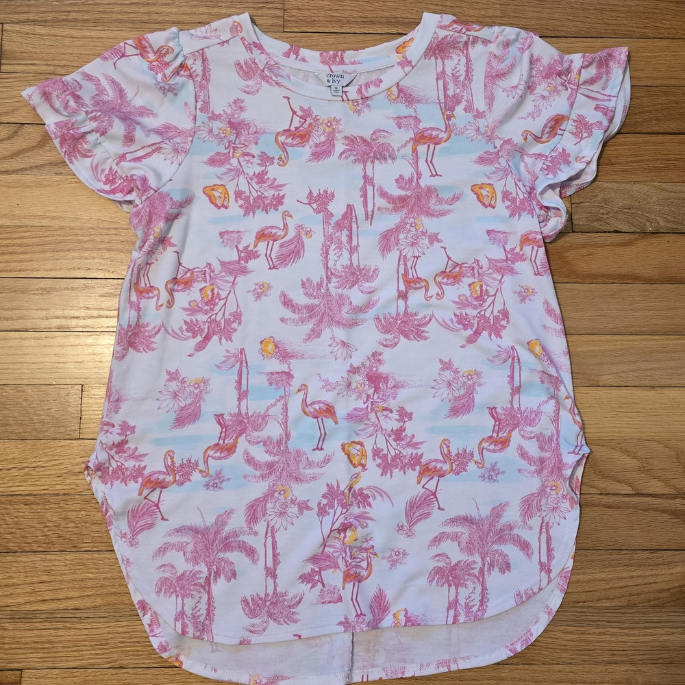 Pink Flamingo Print T-Shirt